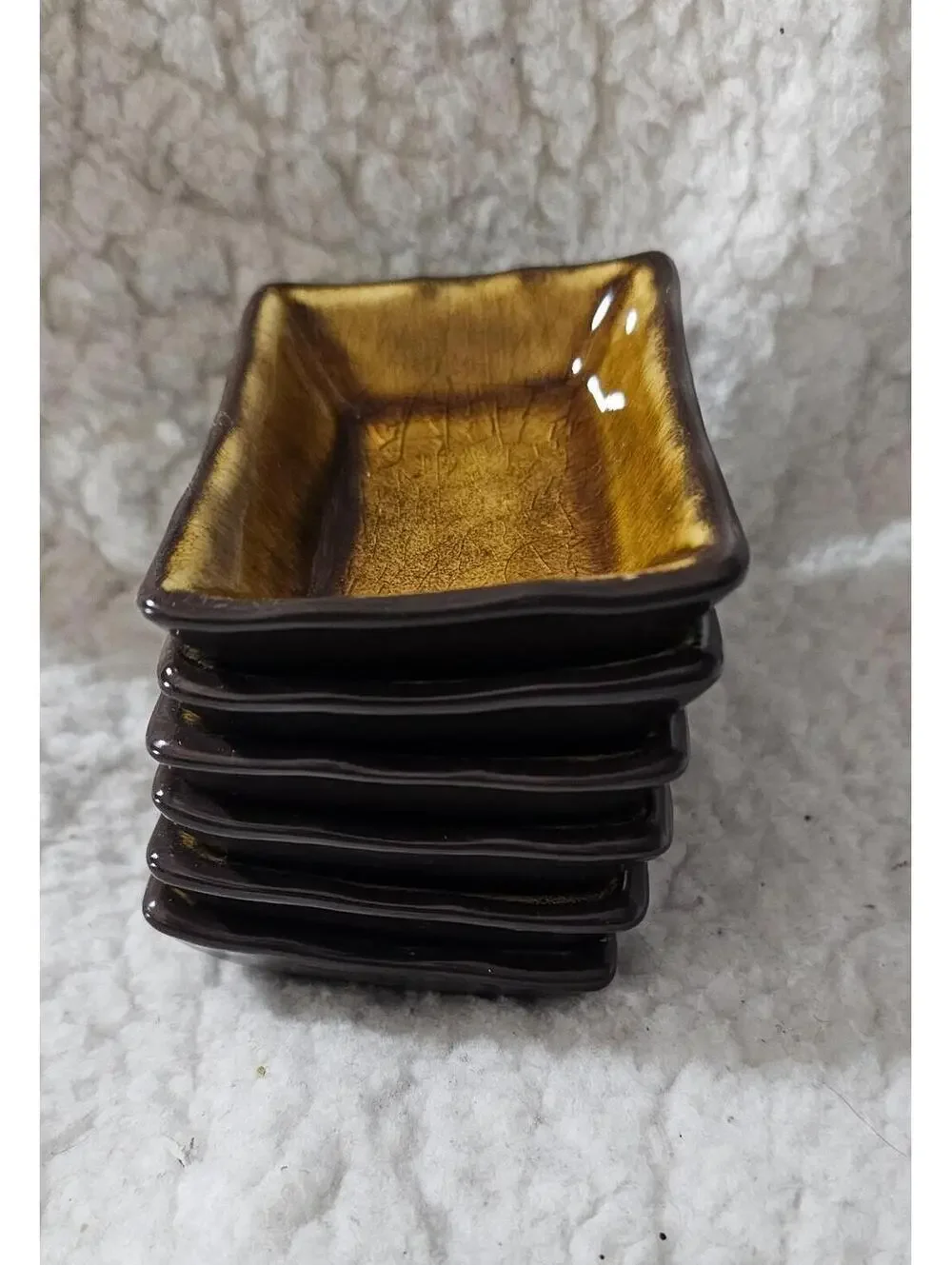 (Set Of 6) Pier 1 Condiment Sauce Bowls Tiger Eye Stoneware 3.5
